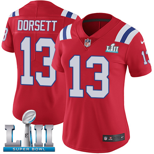 Nike Patriots #13 Phillip Dorsett Red Alternate Super Bowl LII Women's Stitched NFL Vapor Untouchable Limited Jersey